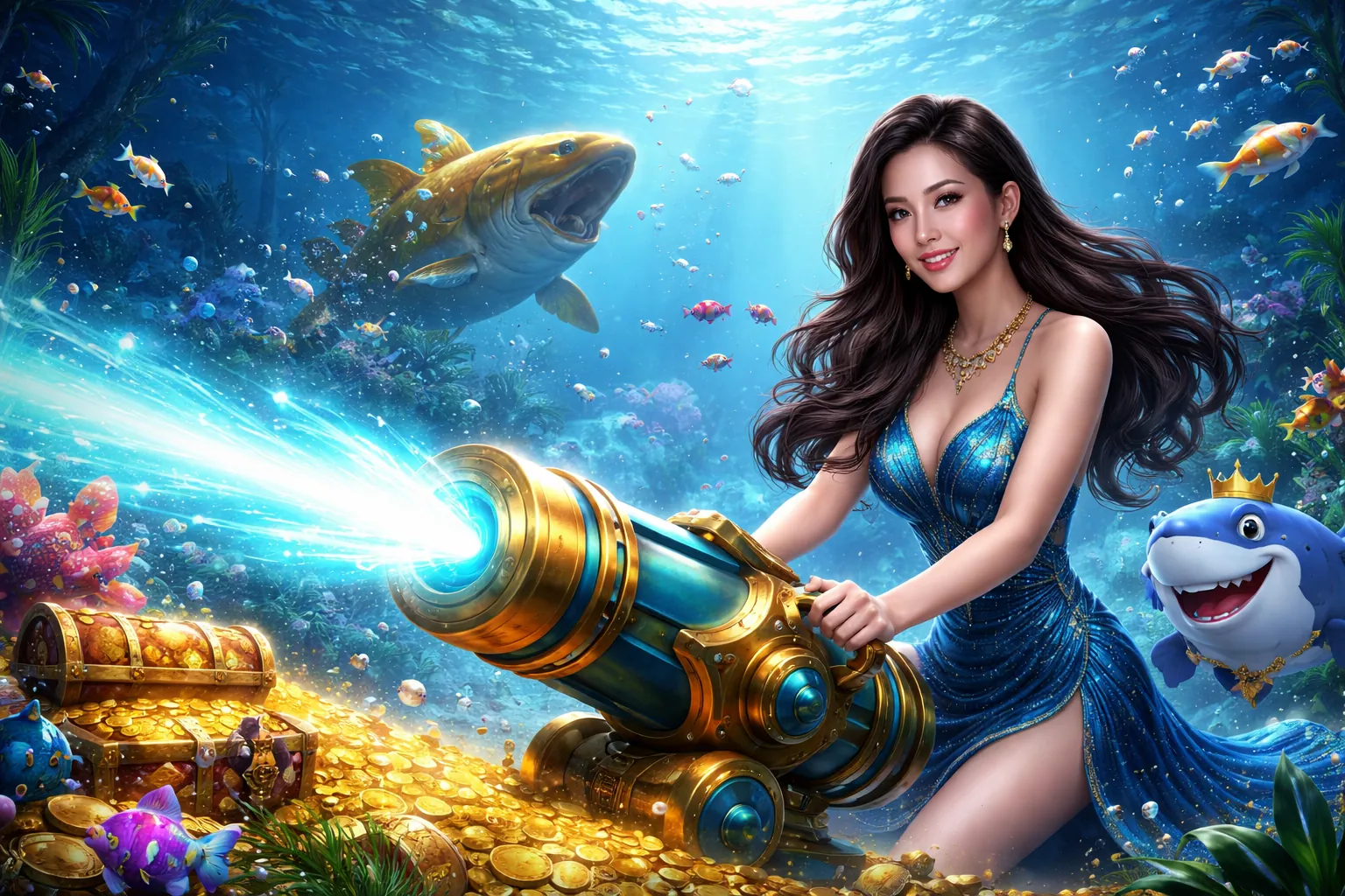 Hình ảnh đại diện game Bắn Cá tại okbet casino với đồ họa sống động và kho báu dưới biển